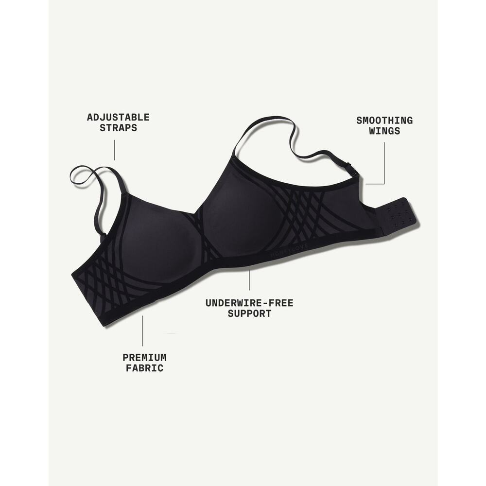 Honeylove Liftwear Silhouette Wireless Black Bra Vamp Smoothing Sz M 34 C/D - Picture 5 of 12